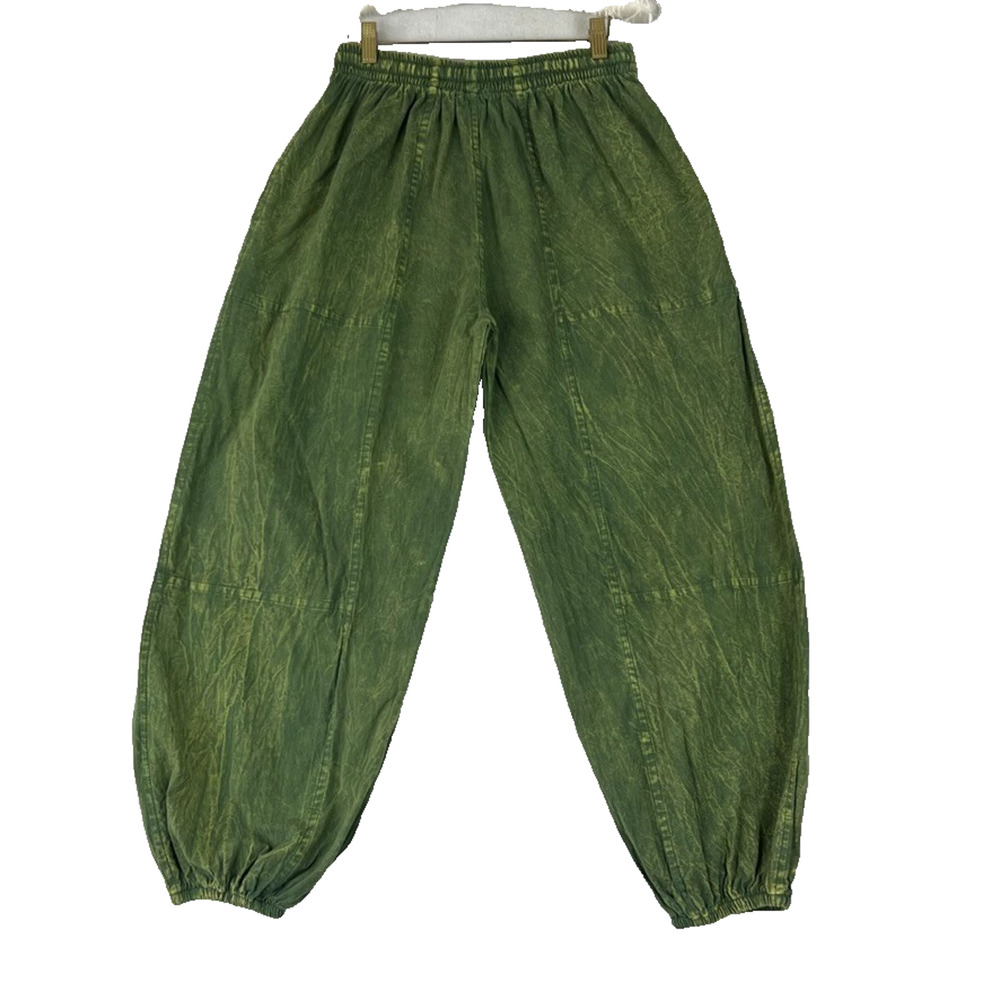 Rhea Joggers Women's Size Small Green Acid Wash Harem Style Drawstring Cuffed